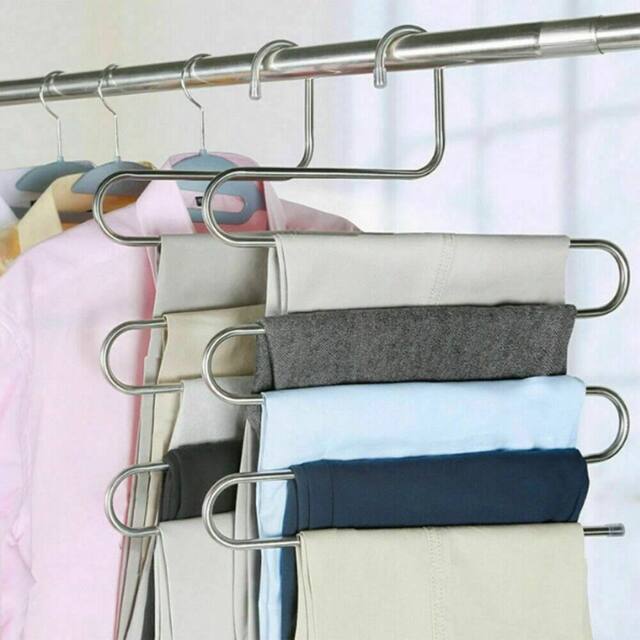 SPETLEK Clothes Pants Trouser Coat Hanger Multi Layer Storage Rack in Silver - Size: Large - image 1