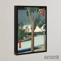 "Artery8 Paulownia Plantation At Akasaka Framed Canvas Wall Art Print Hiroshige in Green - Size: W12"" x H16""" - thumbnail 2