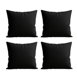 Snug City Waterproof Outdoor Garden Patio Cushion Cover & Inner Square Pack Of 4 in Black - Size: 60 cm x 60 cm