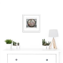 Artery8 Map Keller 1708 Hemisphere Star Constellations World 8X8 Inch Square Wooden Framed Wall Art Print Picture with Mount in White - thumbnail 2