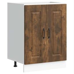 Berkfield Home Sink Base Cabinet Kalmar Smoked Oak 60x46x81.5 cm Engineered Wood in Brown - thumbnail 2