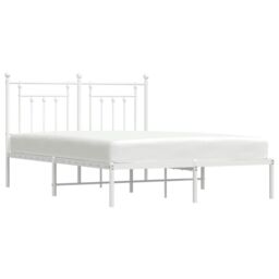 Berkfield Home Metal Bed Frame with Headboard White 140x200 cm - thumbnail 4