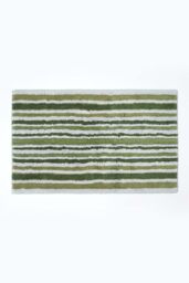 Homescapes Green Stripe Cotton Bath Mat