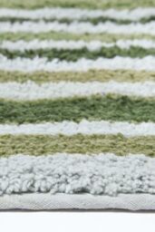 Homescapes Green Stripe Cotton Bath Mat - thumbnail 3