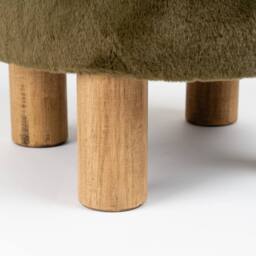 Scottish Everlastings Ltd Soft Faux Fur Round Green Foot Stool - thumbnail 3