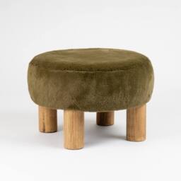 Scottish Everlastings Ltd Soft Faux Fur Round Green Foot Stool - thumbnail 4