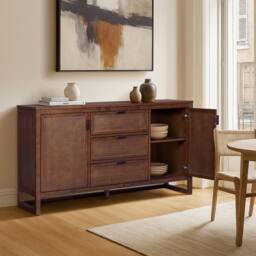 Teamson Home Hatteras Wooden Sideboard 3 Drawers 2 Doors in Walnut - thumbnail 3