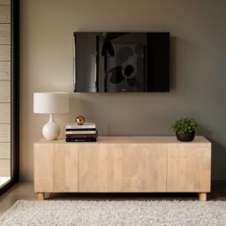 IH Design Ajmer Solid Wood Large Low Board Tv Cabinet in Brown - thumbnail 1