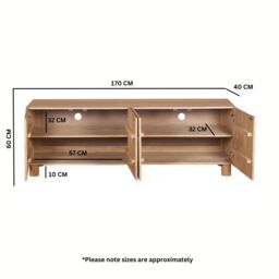 IH Design Ajmer Solid Wood Large Low Board Tv Cabinet in Brown - thumbnail 6