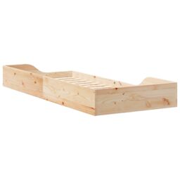 Berkfield Home Floor Bed Frame Brown 90 x 210 cm Solid pine wood in Beige - thumbnail 8