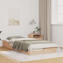 Berkfield Home Floor Bed Frame Brown 90 x 210 cm Solid pine wood in Beige - thumbnail 1