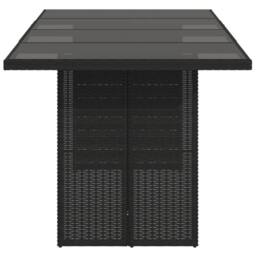 Berkfield Home Garden Table with Glass Top Black 190x80x75 cm Poly Rattan - Size: 190 x 80 x 75 cm - thumbnail 5