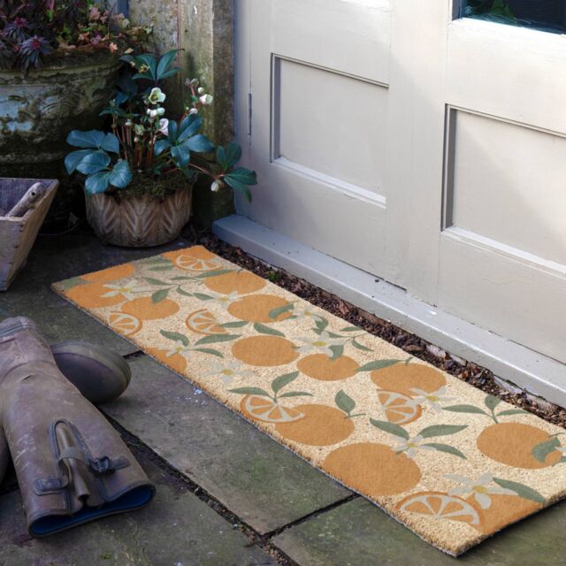 Artsy Mats Orange Pattern Coir Doormat (120 x 40cm) in Brown - Size: 40 cm x 120 cm - image 1