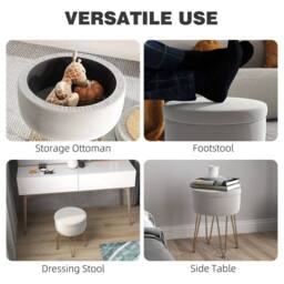 STILVORA Storage Ottoman with Metal Legs in Cream - thumbnail 5