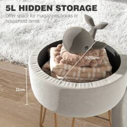 STILVORA Storage Ottoman with Metal Legs in Cream - thumbnail 4