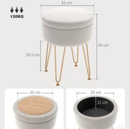 STILVORA Storage Ottoman with Metal Legs in Cream - thumbnail 2