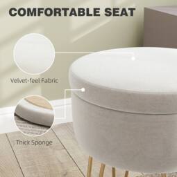 STILVORA Storage Ottoman with Metal Legs in Cream - thumbnail 6