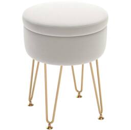 STILVORA Storage Ottoman with Metal Legs in Cream - thumbnail 3