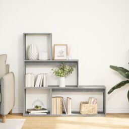 Berkfield Home Room Divider Bookcase 3-Tier Concrete Grey 123x29x123 cm Engineered Wood - Size: 123 x 29 x 123 cm - thumbnail 3