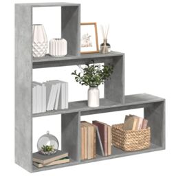 Berkfield Home Room Divider Bookcase 3-Tier Concrete Grey 123x29x123 cm Engineered Wood - Size: 123 x 29 x 123 cm - thumbnail 1
