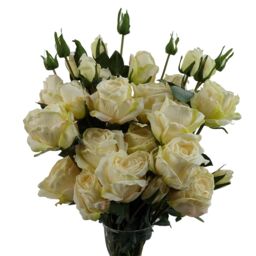 Leaf 6 x 60cm Cream Rose Artificial Flower Sprays - 24 Flowers 18 Buds in Yellow - Size: 6 x 60 cm - thumbnail 2