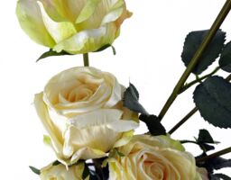 Leaf 6 x 60cm Cream Rose Artificial Flower Sprays - 24 Flowers 18 Buds in Yellow - Size: 6 x 60 cm - thumbnail 6