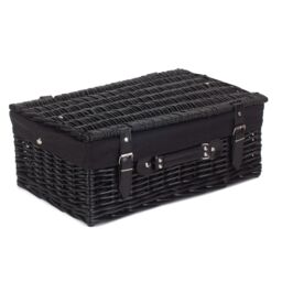 Red Hamper Wicker 46cm Empty Black Willow Picnic Basket With Black Lining - thumbnail 2