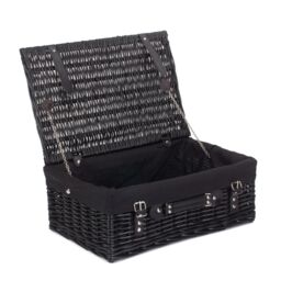 Red Hamper Wicker 46cm Empty Black Willow Picnic Basket With Black Lining