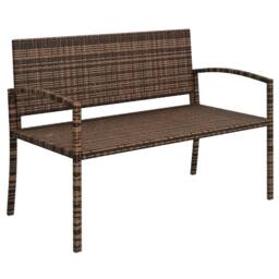 OUTSUNNY Patio Rattan 2 Seater Garden Bench Love Seat Garden Armchair Brown - thumbnail 2