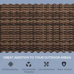 OUTSUNNY Patio Rattan 2 Seater Garden Bench Love Seat Garden Armchair Brown - thumbnail 5