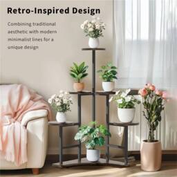 Kelvenix 115cm Large Flower Shelf Stand for Multiple Plants Holder in Black - thumbnail 4