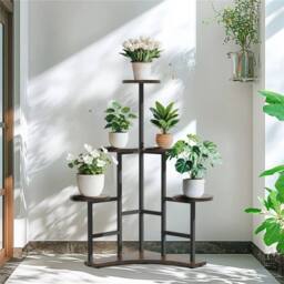 Kelvenix 115cm Large Flower Shelf Stand for Multiple Plants Holder in Black - thumbnail 5