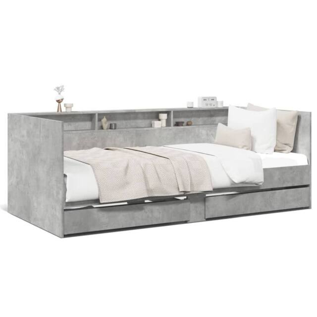 Berkfield Home Daybed w/Drawers Frame Concrete Grey 75x190 cm Small Single - image 1