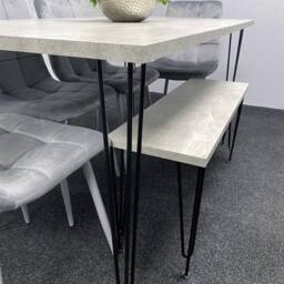 KOSY KOALA Dining Table With 4 Chairs Modern Dining Table Set With 4 Grey Chairs & 1 Bench Dining Room Furniture in Brown - thumbnail 4