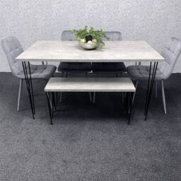 KOSY KOALA Dining Table With 4 Chairs Modern Dining Table Set With 4 Grey Chairs & 1 Bench Dining Room Furniture in Brown - thumbnail 2