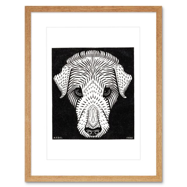 "Artery8 Wall Art Print Dogs Head Julie De Graag Icon Art Framed 9x7 inch in Beige - Size: W7"" x H9""" - image 1