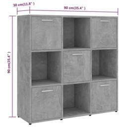 Berkfield Home Book Cabinet Concrete Grey 90x30x90 cm Engineered Wood - Size: 90 x 30 x 90 cm - thumbnail 8