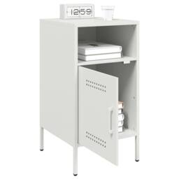 Berkfield Home Bedside Cabinet White 36x39x68 cm Steel - Size: 36 x 39 x 68 cm - thumbnail 4