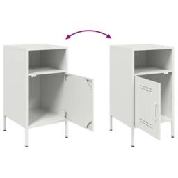 Berkfield Home Bedside Cabinet White 36x39x68 cm Steel - Size: 36 x 39 x 68 cm - thumbnail 9