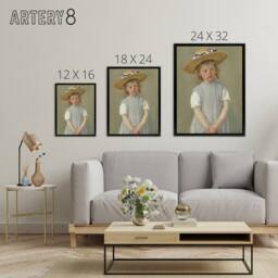 "Artery8 Child in a Straw Hat Painting Cassatt Vintage Framed Canvas Wall Art in Grey - Size: W18"" x H24""" - thumbnail 4