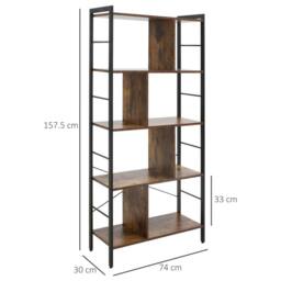 Wyld Haus Nofaluno 5 Tier Industrial Metal & Wood Shelf Rustic Brown & Black - thumbnail 4