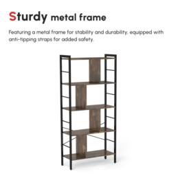 Wyld Haus Nofaluno 5 Tier Industrial Metal & Wood Shelf Rustic Brown & Black - thumbnail 8
