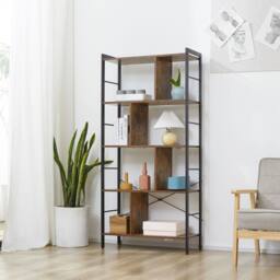 Wyld Haus Nofaluno 5 Tier Industrial Metal & Wood Shelf Rustic Brown & Black - thumbnail 3