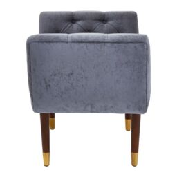 Orsina Classic Grey Chenille Stool, Decorative Wooden Seat, Metallic Gold Finished Lounge Seat With Pointed Feet - thumbnail 5
