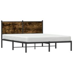 Berkfield Home Metal Bed Frame without Mattress Smoked Oak 140x190 cm in Brown - thumbnail 4