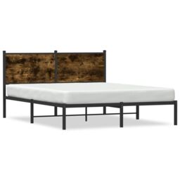 Berkfield Home Metal Bed Frame without Mattress Smoked Oak 140x190 cm in Brown - thumbnail 2