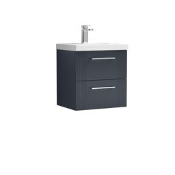Balterley Wall Hung 2 Drawers Vanity Unit - Mid-Edge Basin 500mm, Satin Dark Grey