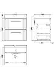 Balterley Wall Hung 2 Drawers Vanity Unit - Mid-Edge Basin 500mm, Satin Dark Grey - thumbnail 5