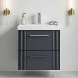 Balterley Wall Hung 2 Drawers Vanity Unit - Mid-Edge Basin 500mm, Satin Dark Grey - thumbnail 8