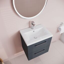 Balterley Wall Hung 2 Drawers Vanity Unit - Mid-Edge Basin 500mm, Satin Dark Grey - thumbnail 3